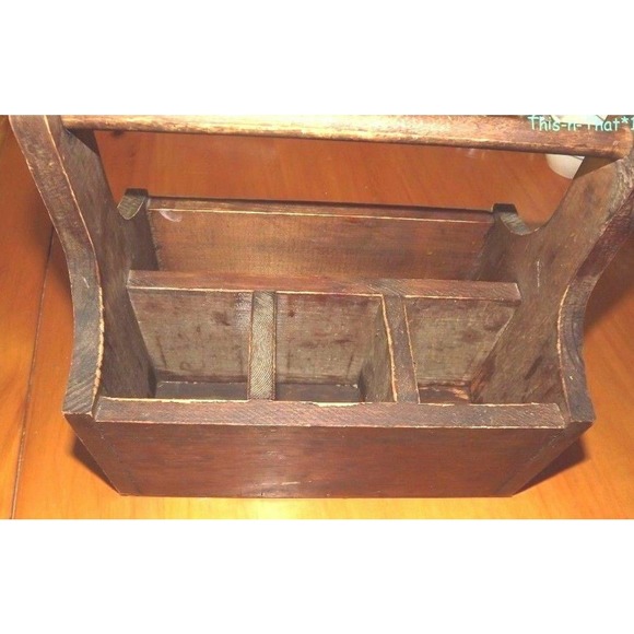 Hand Painted Strawberries Wood Caddy Box Garden Primitive Country Style Divided - Picture 5 of 8